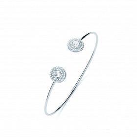 925 Sterling Silver Ladies Fancy CZ Torque Bangle