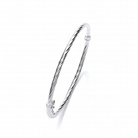 Silver Twist Hinge Bangle