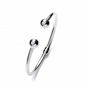 Silver Hollow Hinged Torque Bangle
