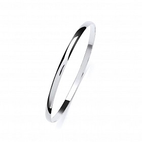 Silver Plain Flat Round Slave Bangle