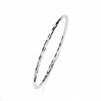 Silver Platinum Plate Diamond Cut Slave Bangle