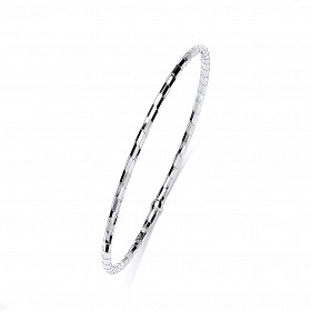 Silver Platinum Plate Diamond Cut Slave Bangle