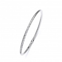 Silver Platinum Plate Diamond Cut Slave Bangle