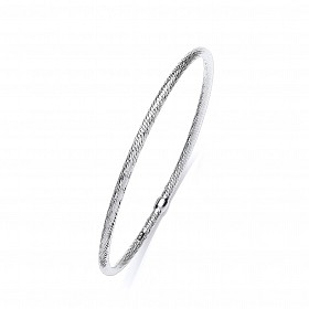 Silver Platinum Plate Diamond Cut Slave Bangle