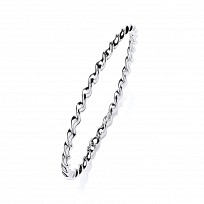 Silver Platinum Plate Twisted Polished Slave Bangle
