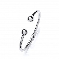 Silver Platinum Plate Hinged Plain Torque Bangle