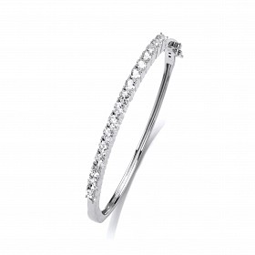 Silver CZ Hinged Bangle