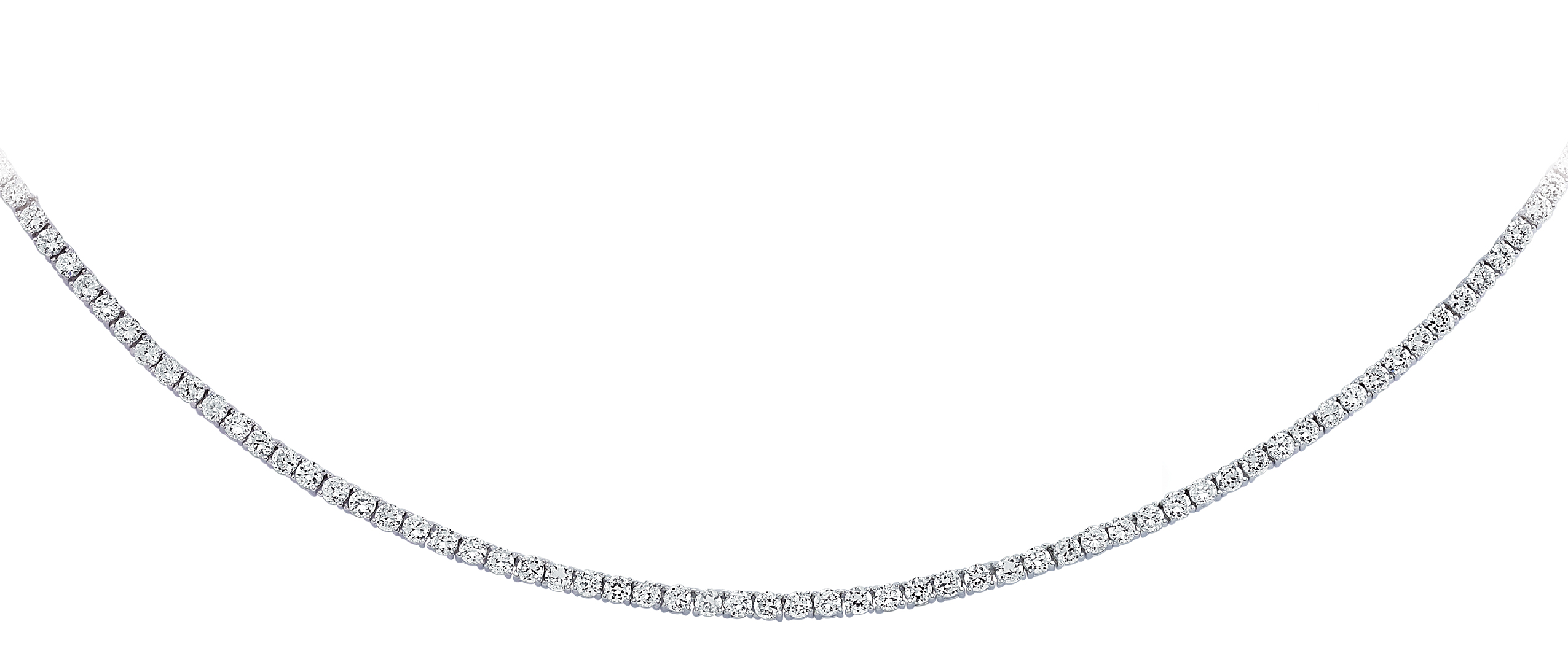 925 Sterling Silver Cubic Zirconia Round Stone Clawset Necklace