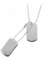 925 Sterling Silver Double Dog Tag Chain