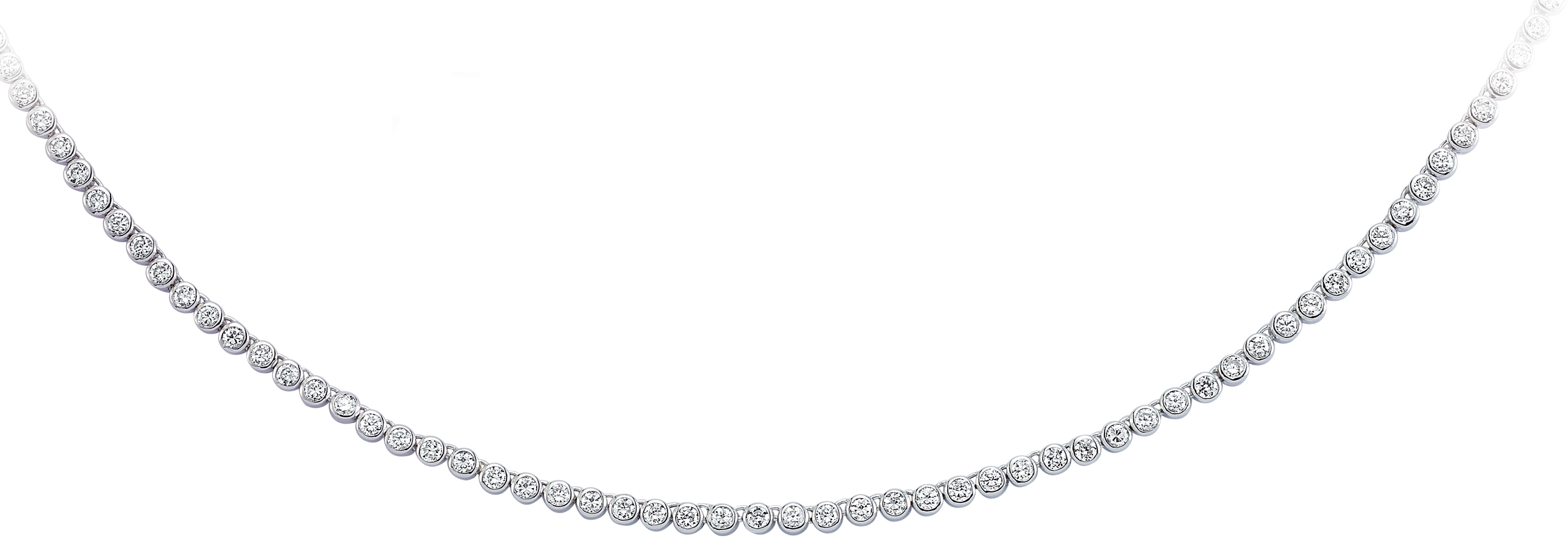 925 Sterling Silver Cubic Zirconia Round Stone Rubover Necklace