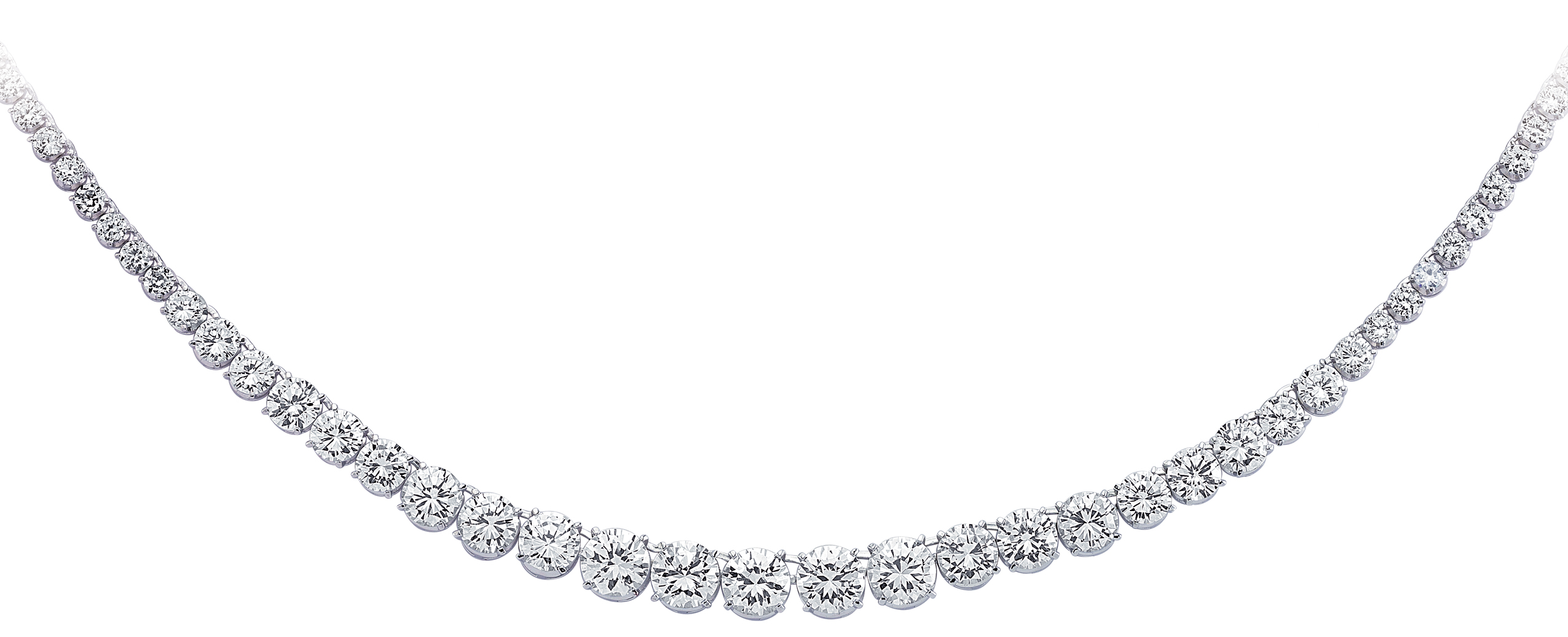 925 Sterling Silver Cubic Zirconia Round Stone Clawset Necklace
