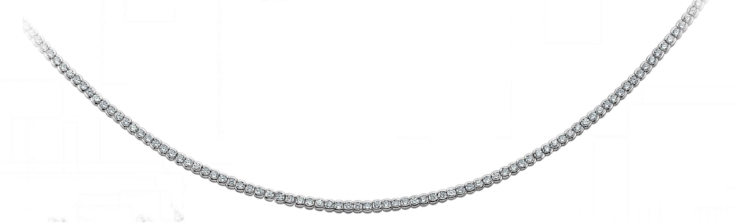 925 Sterling Silver Cubic Zirconia Rubover Tennis Necklace