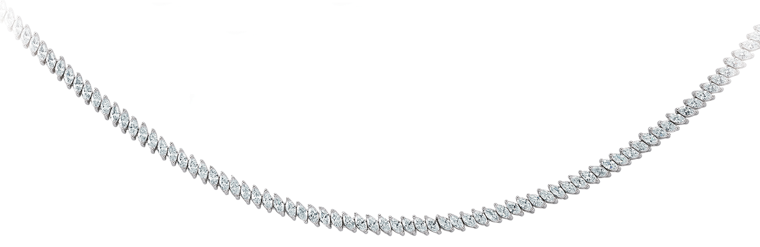 925 Sterling Silver Cubic Zirconia Marquise Necklace