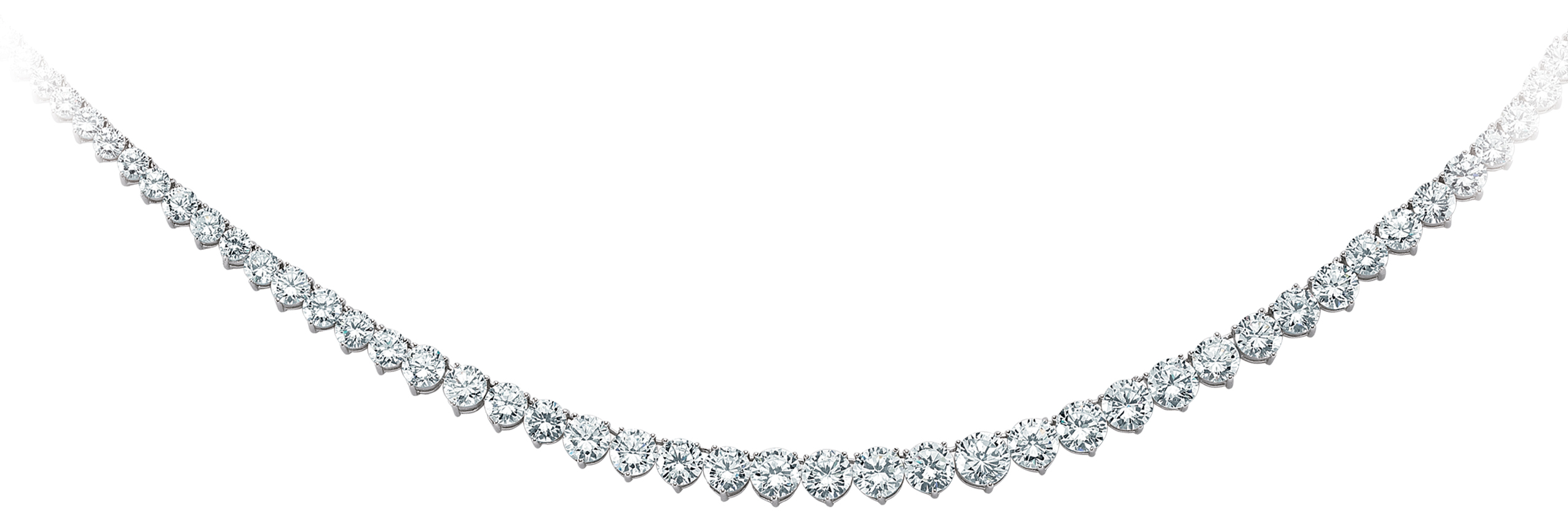 925 Sterling Silver Cubic Zirconia Graduated Necklace