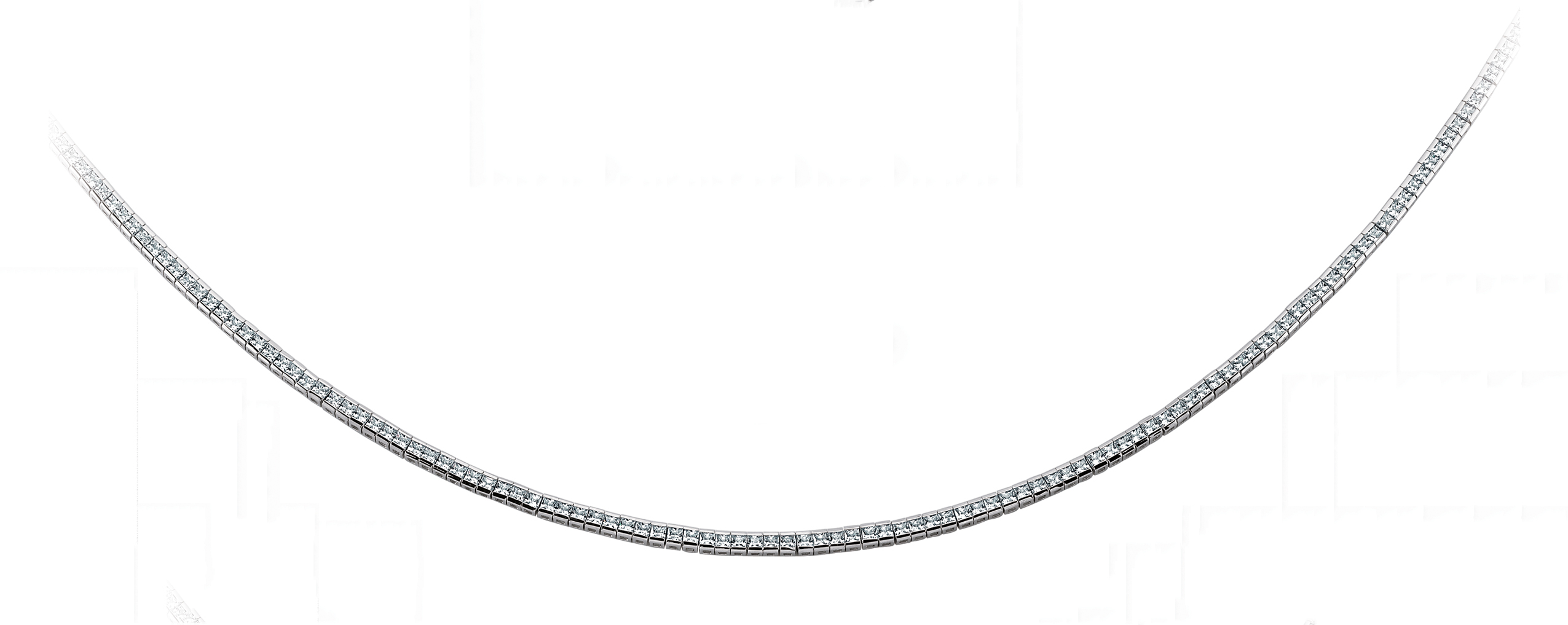 925 Sterling Silver Cubic Zirconia Princess Cut Necklace