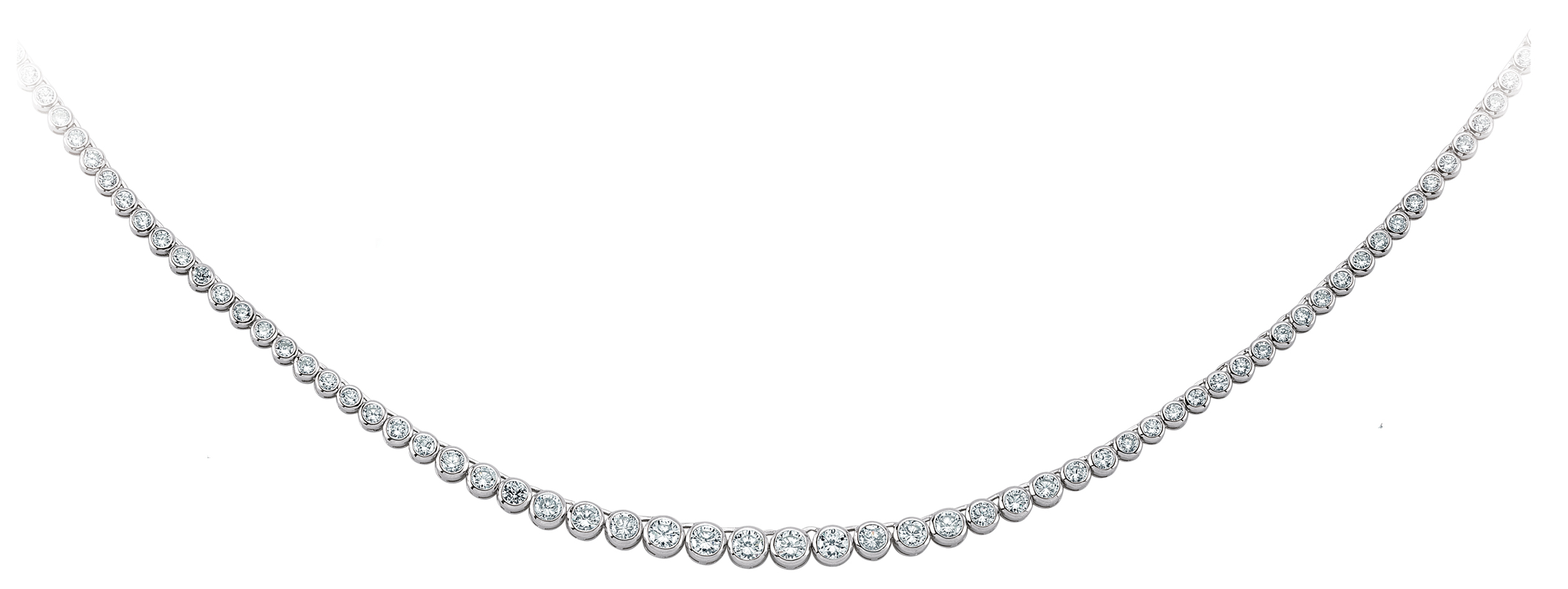 925 Sterling Silver Cubic Zirconia Rubover Graduated Necklace