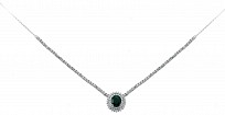925 Sterling Silver CZ Emerald Cluster Necklace