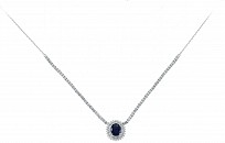 925 Sterling Silver CZ Sapphire Cluster Necklace