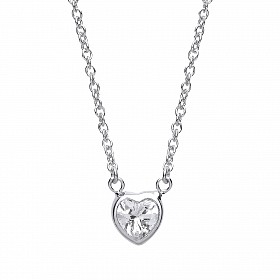 925 Sterling Silver Ladies Necklace With CZ Heart Pendant