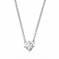 925 Sterling Silver Ladies Necklace With Square CZ Pendant