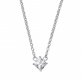 925 Sterling Silver Ladies Necklace With Square CZ Pendant
