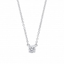 925 Sterling Silver Ladies Necklace With Round CZ Claw Set Pendant