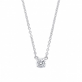 925 Sterling Silver Ladies Necklace With Round CZ Claw Set Pendant