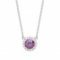 925 Sterling Silver Necklace With CZ & Mystic Quartz Round Pendant