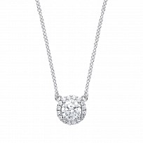 925 Sterling Silver Necklace With CZ Round Fancy Pendant