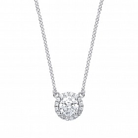 925 Sterling Silver Necklace With CZ Round Fancy Pendant