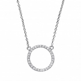 925 Sterling Silver CZ Disc Pendant Necklace