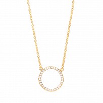 Gold Plasted CZ Disc Pendant Necklace