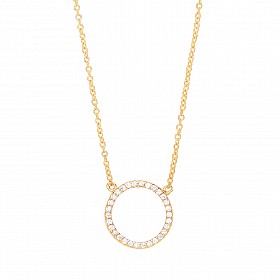 Gold Plasted CZ Disc Pendant Necklace