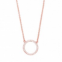 Rose Gold Plated CZ Disc Pendant Necklace
