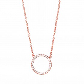 Rose Gold Plated CZ Disc Pendant Necklace