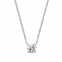 925 Sterling Silver CZ Claw Set Single Stone Fancy Necklace