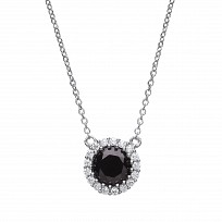 925 Sterling Silver CZ & Black Onyx Pendant Necklace