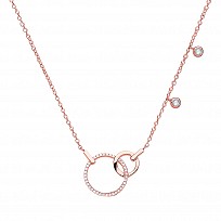 Rose Gold Plated CZ Circle Detail Fancy Necklace