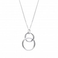 925 Sterling Silver Fancy Necklace With Two Interlinked Circles