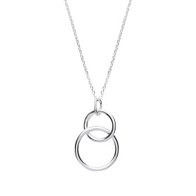 925 Sterling Silver Fancy Necklace With Two Interlinked Circles