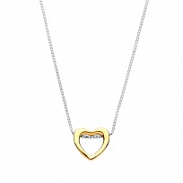 925 Sterling Silver Necklace With Gold Plated Polished Heart Pendant