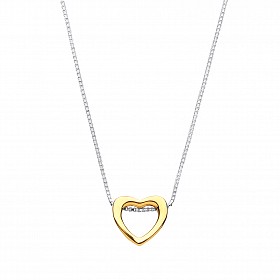925 Sterling Silver Necklace With Gold Plated Polished Heart Pendant