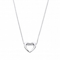 925 Sterling Silver Fancy Necklace With 925 Sterling Silver Polished Heart Pendant