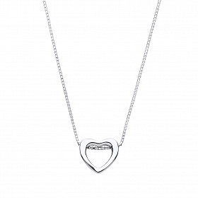 925 Sterling Silver Fancy Necklace With 925 Sterling Silver Polished Heart Pendant