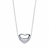 925 Sterling Silver Plain Heart Pendant With Chain