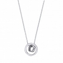 925 Sterling Silver Double Circle Pendant With Chain
