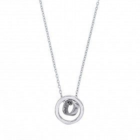 925 Sterling Silver Double Circle Pendant With Chain