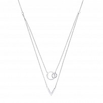 925 Sterling Silver Double Chain With Double Circle & Arrow Pendant