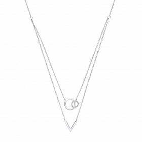 925 Sterling Silver Double Chain With Double Circle & Arrow Pendant
