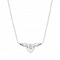 925 Sterling Silver CZ Heart & Wings Fancy Pendant Necklace